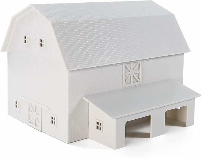 HO Scale Deluxe Barn Chicken Coop – Unbuilt Farm Building Kit for Model Layout (White)
