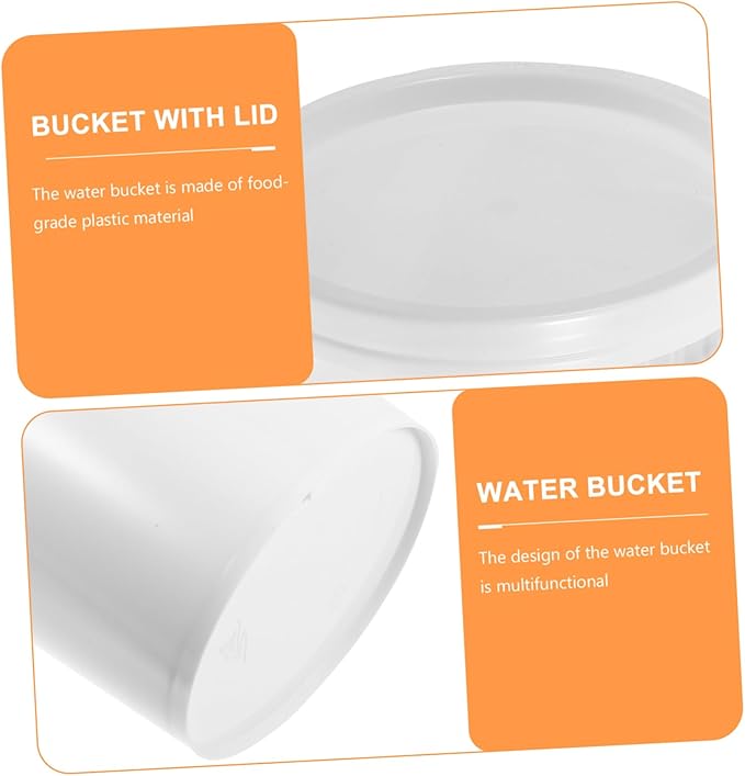 VOSAREA 4Pcs Food Grade Water Bucket with Lid Portable Utility Container for Home Factory Farm Use and Leak Design
