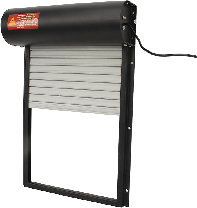 Automatic Chicken Coop Door Solar Powered, Timer Function Timer Function, LED Display Controller Cold Weather Electric Chicken Door, for Duck Goose Farm Safety Equipment (Black)