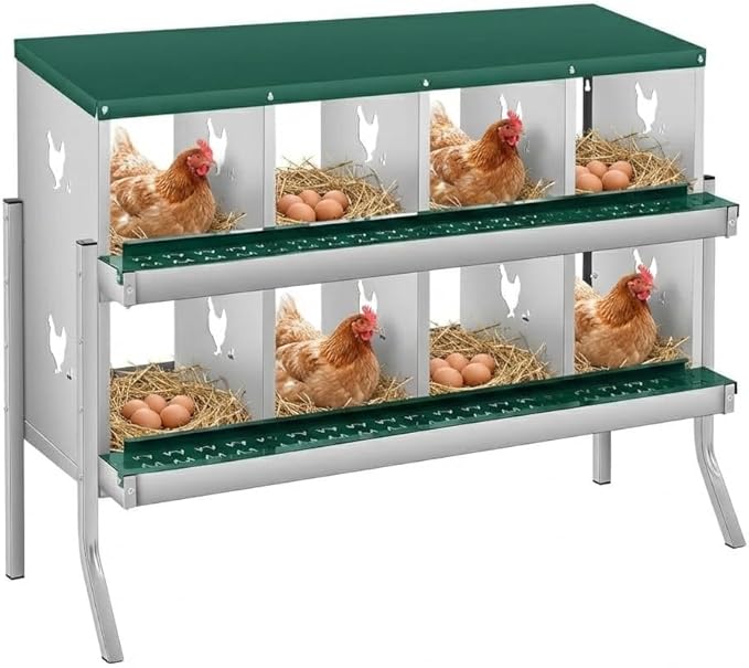 8 Compartment Chicken Nesting Box with Bracket Legs, Nesting Boxes for Chickens, Chicken Laying Boxes to Protect Eggs, Easy to Clean & Install