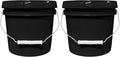 1-Gallon Bucket with Airtight Lid – Made in USA, Food Grade BPA Free Plastic, Heavy Duty Multi-Use, Metal Handle with Grip, Stackable Storage – Black, 2 Pack