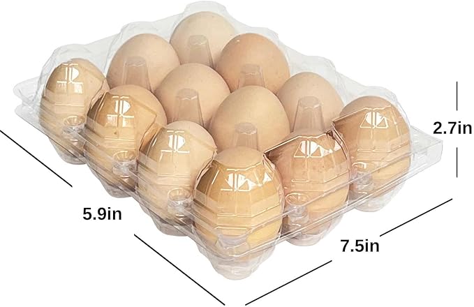 100-Pack of 12-Count Plastic Egg Cartons – Bulk Clear Reusable Egg Containers Holds Chicken Eggs | Eggs 12 Count,Egg Cartons Cheap Bulk,Suitable for farms, markets and families.