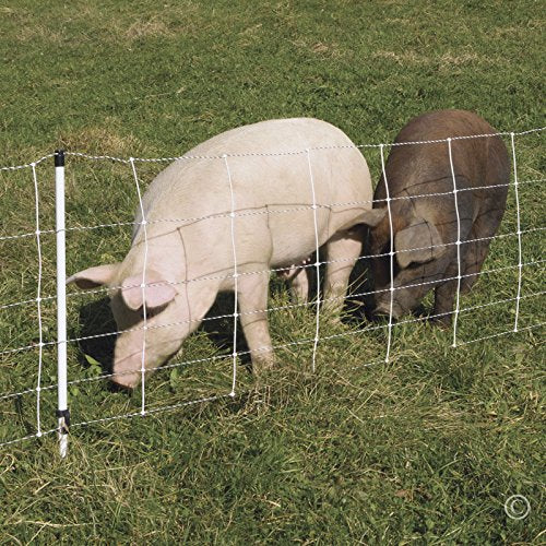 Premier 1 Pig QuikFence® Electric Netting | White/Black Single Spike High Visibility Fence – 30"H x 100'L