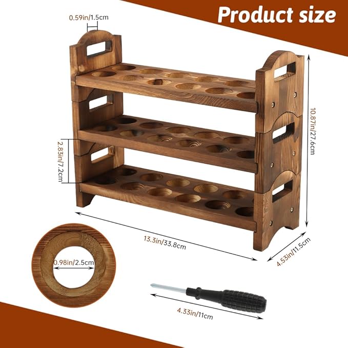 Wooden Egg Holder Countertop, ‌3-Tier Wooden Egg Holder & Storage, 36-Hole Stackable Rack for Fresh Eggs, Easter Eggs, Home Kitchen Organizer