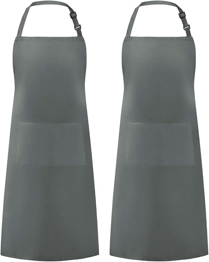 Syntus Adjustable Bib Apron with 2 Pockets Cooking Kitchen Aprons for Women Men Chef