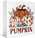 Fall Decorations for Home Farmhouse Office Bedroom Living Room, Pumpkins Decor, Hello Pumpkin Sign, Autumn Decor Wood 2401