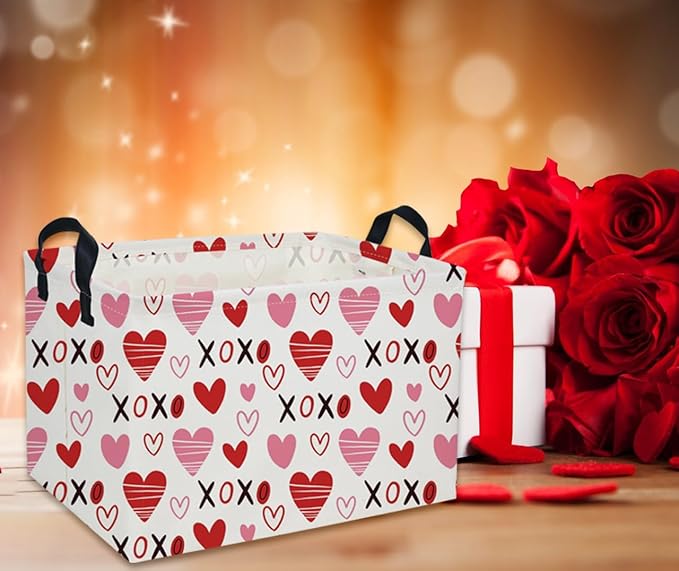 Rectangular Kids Baskets,Heart Basket,Cute Baskets Kids Storage Bin Baby Toy Organizer Box Love Room Decor for Home(XO heart )