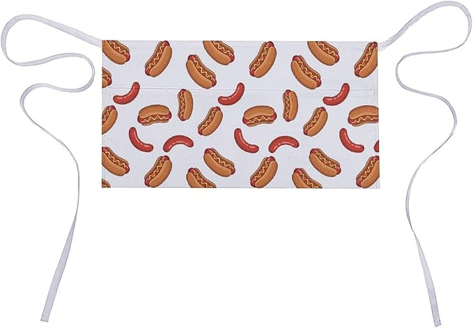 Unisex Chef Waiter Apron Waist Half Short Serving Aprons with 3 Pockets
