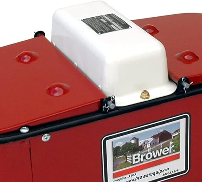 Brower Polyurethane Foam Insulated Galvanized Steel Electric Heated Livestock Pig Waterer with Lid and Mud Grates for 150 Hogs, Red