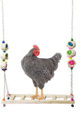 Vehomy Chicken Swing and Perch - Wood Ladder Stand Toy for Hens - Handmade Coop Swing Toys for Chicks, Roosters