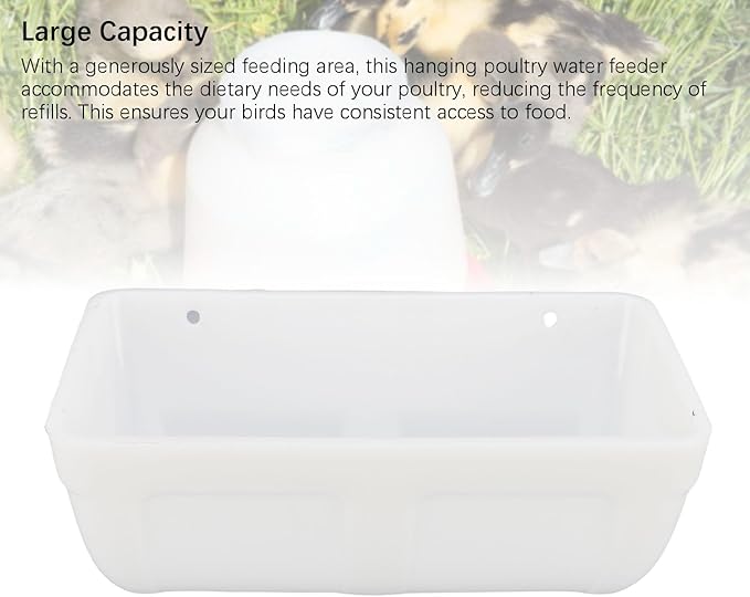 Hanging Poultry Feeder Large Capacity Space Saving Plastic Hanging Chicken Feeder Trough for Farm (White)