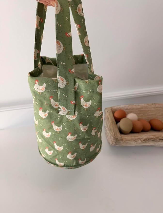 XL Egg Collecting Bag with 21 Pouches – Custom Chicken Pattern, Strap & Convenient Handle – Cute Design for Safely Collecting & Transporting Fresh Eggs