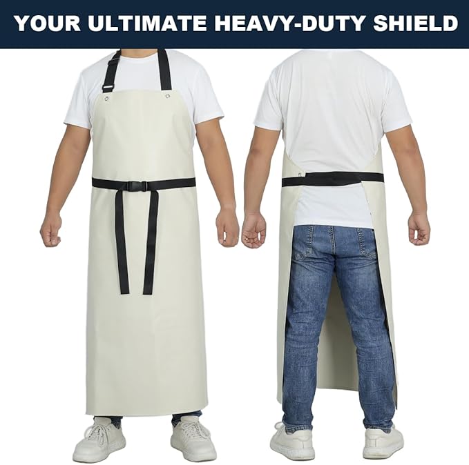 Thick Rubber Apron, Waterproof Apron Butcher Heavy Duty Chemical Resistant Adjustable Work Apron