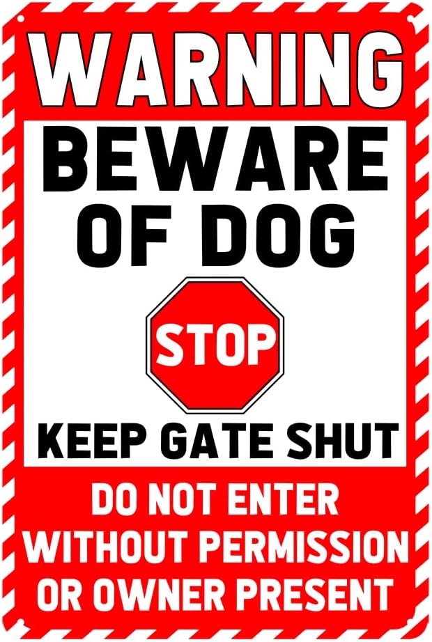 Beware Of Dog Signs For Fence Funny Metal Tin Sign Beware Dog Warning Signs For Property For Yard Do Not Enter Outdoor No Soliciting For House No Trespassing Sign 12x8 Inch