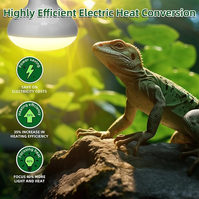 Reptile Heat Lamp 100W Amphibians Basking Light Bulb UVA Heat Lamp Bulbs Daylight Basking Spot Light for Lizards Bearded Dragon Turtles Snakes Chickens Pet Brooder (2 Pack)