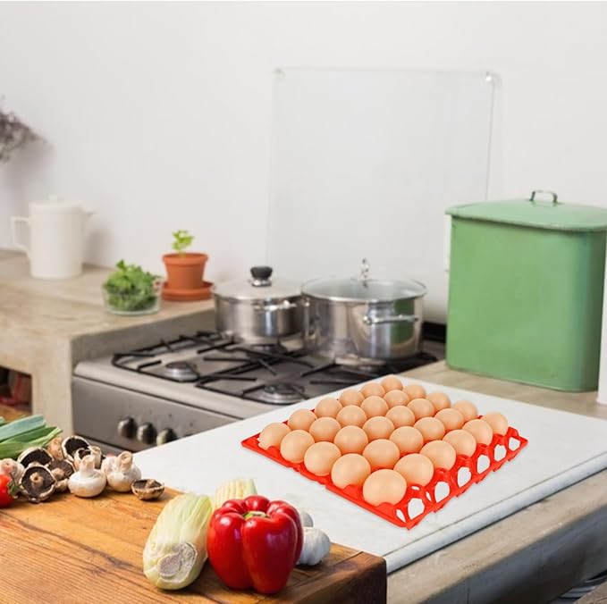 12 Pack Plastic Egg Tray, Red Bulk Egg Cartons 30-Egg Flats, Stackable Egg Racks Egg organizer Crates, Plastic egg crate Farm Products for Storing, Sorting, Shipping Eggs