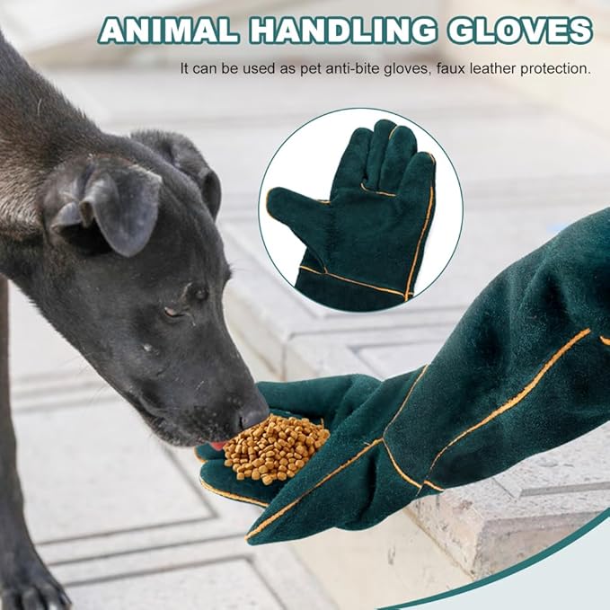 PUXING Animal Handling Gloves Bite Proof 23.6inch Durable Bite Resistant Gloves for Bathing Anti Scratch Protective Gloves