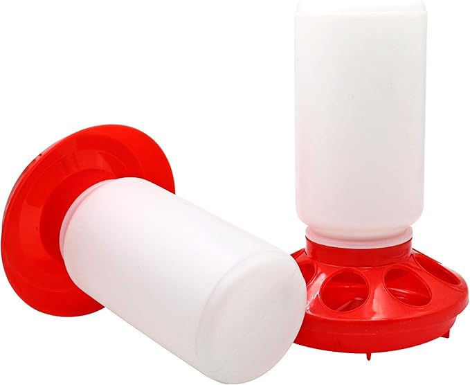 Chicken Feeder and Waterer Set, 1 Liter Chick Drinker and 1 Liter Chick Feeder for Poultry