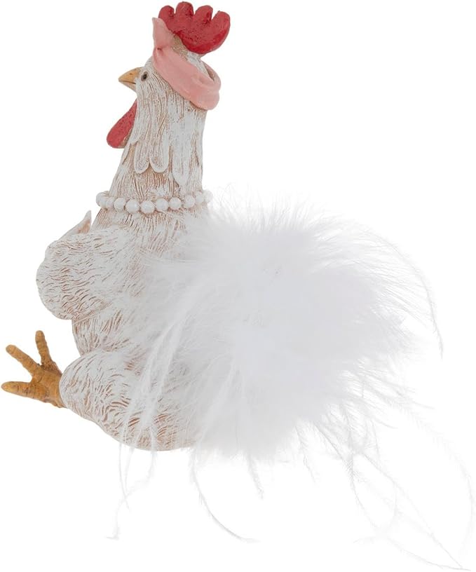 Hobby Lobby Farm Animal Kitchen Figurines, Farmyard Friends, Home Kitchen Coffee Bar Office Decor (Rooster with Pearls)