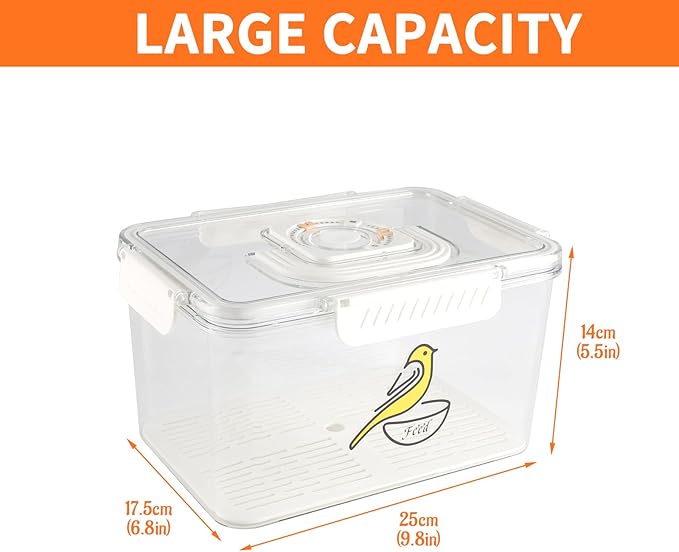 Large Capacity Bird Seed Storage Container,131 oz Airtight Pet Food Storage Containers with Scoop,Bird Food Container with Handle for Wild Bird Feeders Birds Parakeets Finches Food Mealworms Storage