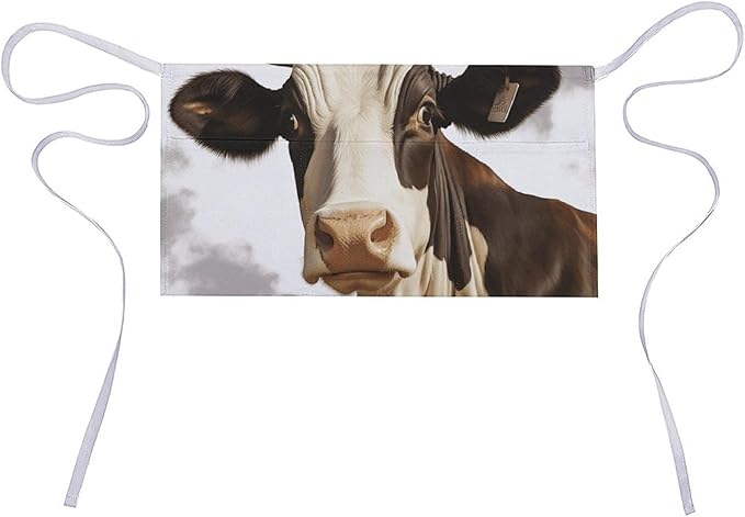 Apron for Men Women Adjustable Farm Animal Cow Printed Waterproof Apron Bib Apron with 3 Pockets Cooking Kitchen Aprons