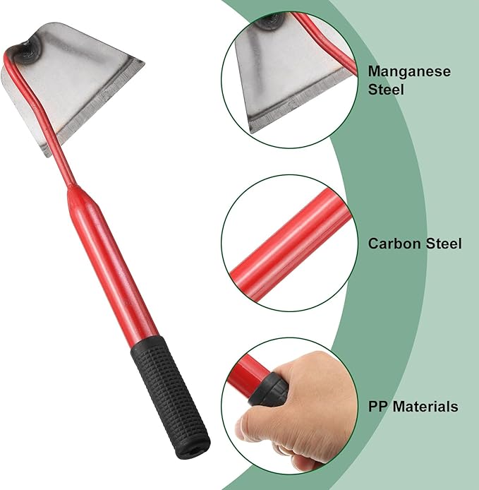 HARFINGTON 2pcs Garden Hoe 15.75" x 5.12" Steel Hoe Garden Tool Anti-Rust with Non-Slip Handle Edger Weeder Shovel for Backyard Loosening Farm Planting Weeding, Red