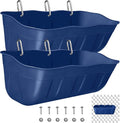 Hanging Goat Feeders,Chicken Feeder Waterer,Large Feed Trough 7.5 Quart 2 Pack,Hanging Fence Feed Trough for Poultry Livestock,Blue