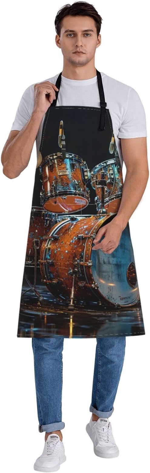 Kitchen Aprons for Men Women Waterproof Apron with 2 Pockets Cool Steampunk Gears Apron Adjustable Bib Aprons