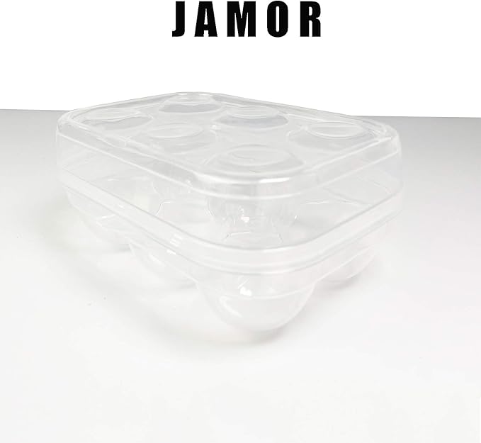 JAMOR 6 Grid Egg Storage Box Refrigerator Crisper Egg Protection Box Portable Egg Carriage Container For Camping Picnic Essential (White)
