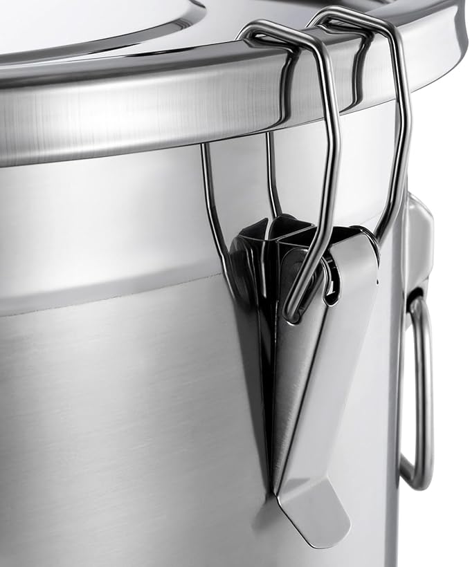 48L/12.68gal Stainless Steel Airtight Canister,Stainless Steel Storage Bucket with Airtight Lid &Locking Clamp,Durable Food Storage Canisters,Canisters Container for Flour,Grain, Oil,Rice,Sugar (48L)