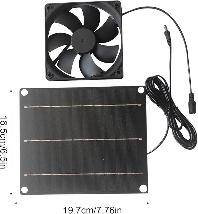 Solar Powered Pet Fan, 30W Solar Ventilation Exhaust Fan For Shed Chicken Coop Doghouses Pet House, Weatherproof Wall-Mounted Solar Vent Fans For Outside