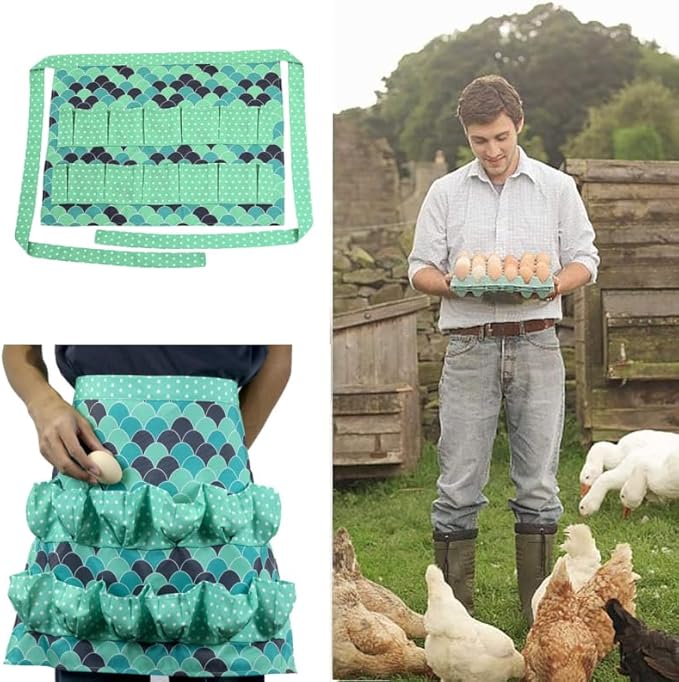 Egg Collecting Apron with 12 Deep Pockets - Perfect for Hen Duck and Goose Eggs | Farmhouse Kitchen Workwear