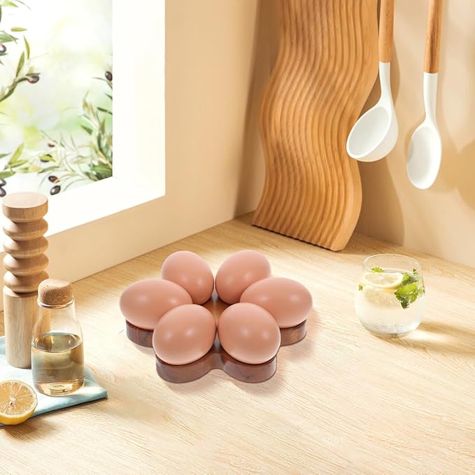 VOSAREA Wooden Egg Tray Wood Deviled Egg Platter Wood Serving Dish Platter for Kitchen Storage Elegant for Countertop and Fridge Use