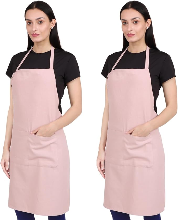 Kitchen Apron Cotton Waterdrop Resistant with adjustable Aprons for Women with Pockets 9 Color option Cooking