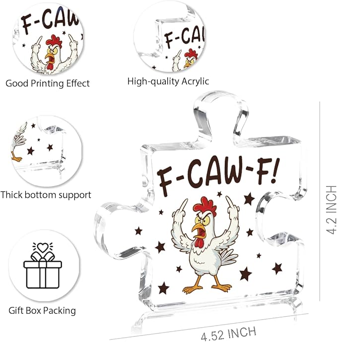 Funny Ornaments for Adults, F-Caw-F Chicken Ornaments, Funny White Elephant Gag Gifts,Unique for Adults,Women,Chicken Gifts for Lovers,Screaming Chicken Acrylic Decorations