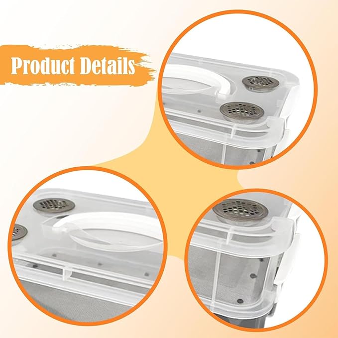 Mealworm Breeding Kit Rearing Container Worm Farm Box Superworm Habitat Feeder Storage for Bearded Dragon Birds Chickens Frogs Lizards Reptiles Sugar Gliders
