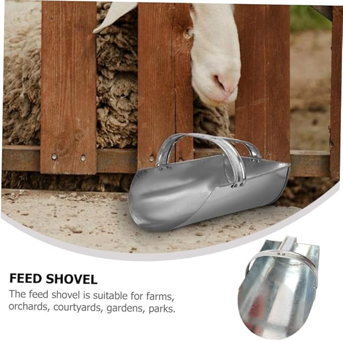 Sosoport 2 pcs Heavy Duty Feed Shovel Thickened Iron Scoop for Farm Feeding Design for Livestock Poultry Gardens and Orchards and Convenient Feeding Tool