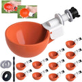 12 Pack Large Automatic Chicken Waterer Cups | Chicken Water Feeder | Poultry Water Feeder Kit | Tee Fittings Poultry Feeder Cups for Chicks, Duck, Turkey, Goose