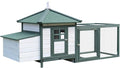 PawHut 77" Wooden Chicken Coop with Nesting Box, Cute Outdoor Hen House with Removable Tray, Ramp Run, for Garden Backyard, Green