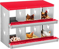 Chicken Nesting Box for Laying Eggs, 6 Compartment Metal Nesting Box,Wall Mount Chicken Nesting Boxes,Easy Egg Collection,Laying Boxes for Chickens Coop to Protect Eggs (Red, 6 Compartment)