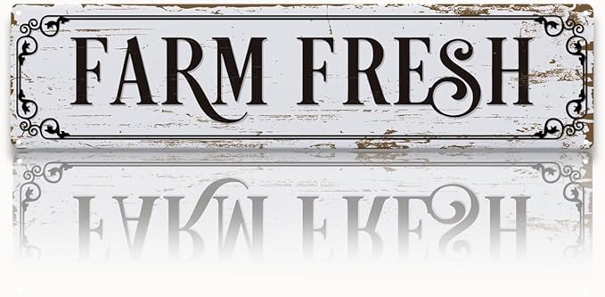 Farm Decor, Farm Fresh Sign, 15.8x4 inches, Chicken Coop Decors, Retro Metal Tin Signs, Barn Signs, Animal Wall Decor Art for Home Garden Outdoor Yard Farmhouse