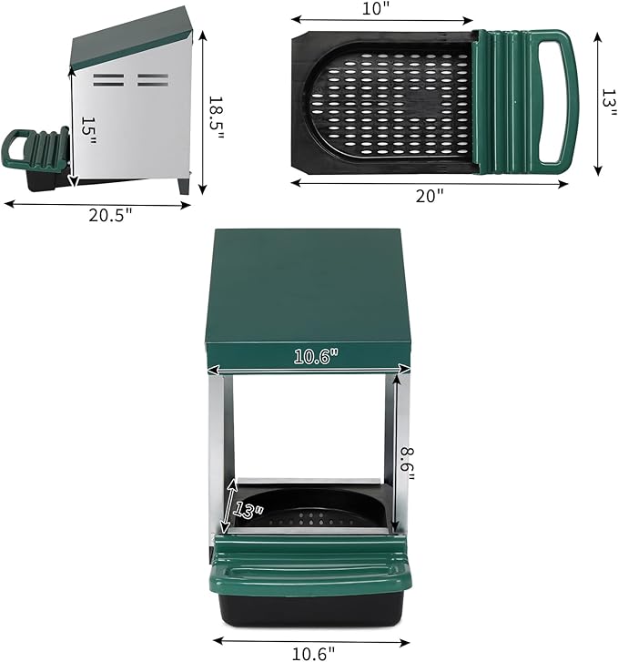 Single Compartment Chicken Nesting Box with Plastic Basket, Perch Cover for Hen, Egg Nest Box Chicken Laying Box Hens with Swing Perch and Roll Out Egg Collection for Chicken Coop