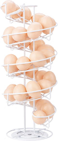 Toplife Spiral Design Metal Egg Skelter Dispenser Rack, Storage Display Rack, White