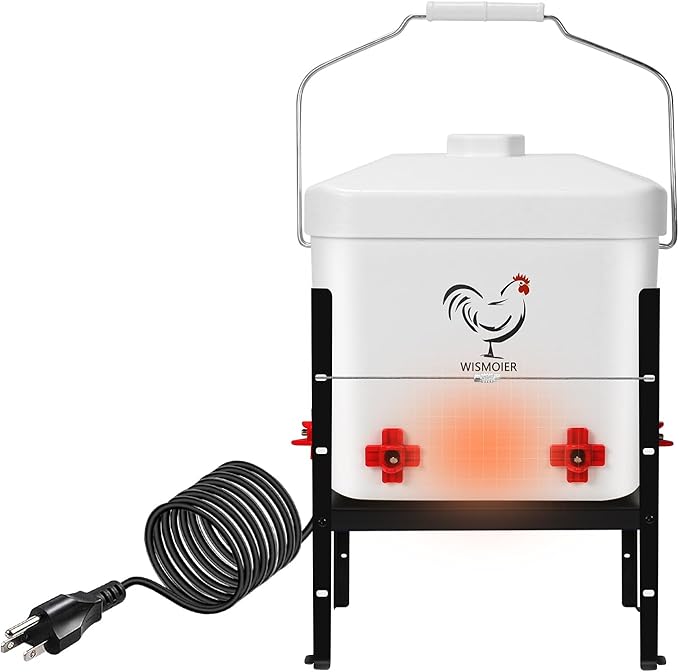 2 Gallon Heated Chicken Waterer Winter Anti-Freezing Automatic Chicken Watering System,Adsjustable Height Poultry Water Dispenser Heating Waterer 9 in x 6.8in x 8.4in