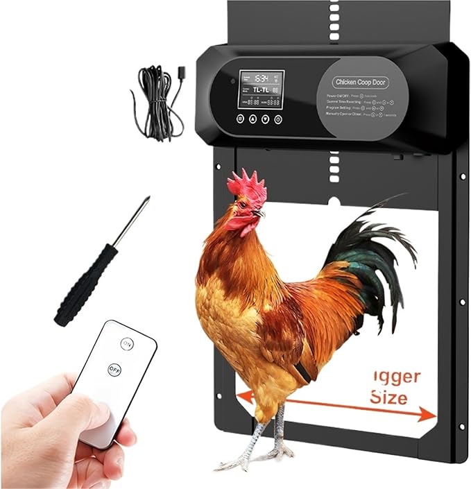 Fully Automatic Solar Powered Chicken coop Door with Remote Control, Timer, Light Sensor, Chicken coop Door, Suitable for Farms