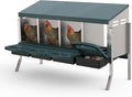 Chicken Nesting Box 4 Hole, Galvanized Steel Nest with Roll Away Egg Collection & Swing Perch, Easy-Clean Laying Box for Hens, Heavy Duty Design for Chicken Coop