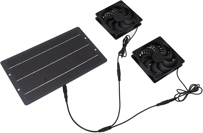 TOPINCN 10W Solar Powered Dual Exhaust Fan Kit for Chicken Coops Greenhouses Sheds, Energy Efficient with Powerful Ventilation