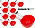 10PCS Chicken Waterer Cups, Red Automatic Poultry Watering Cups, Tee Fittings Poultry Waterer with Mounting Hole Opener,Ideal for Chicken Coop, Ducks, and Backyard Poultry