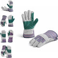 Giorgino Cow Split Leather Work Gloves Double Palm Pack of 5 for Men & Women, Gardening Gloves with Reinforced Fingertips, Knuckle Guard & Safety Cuff