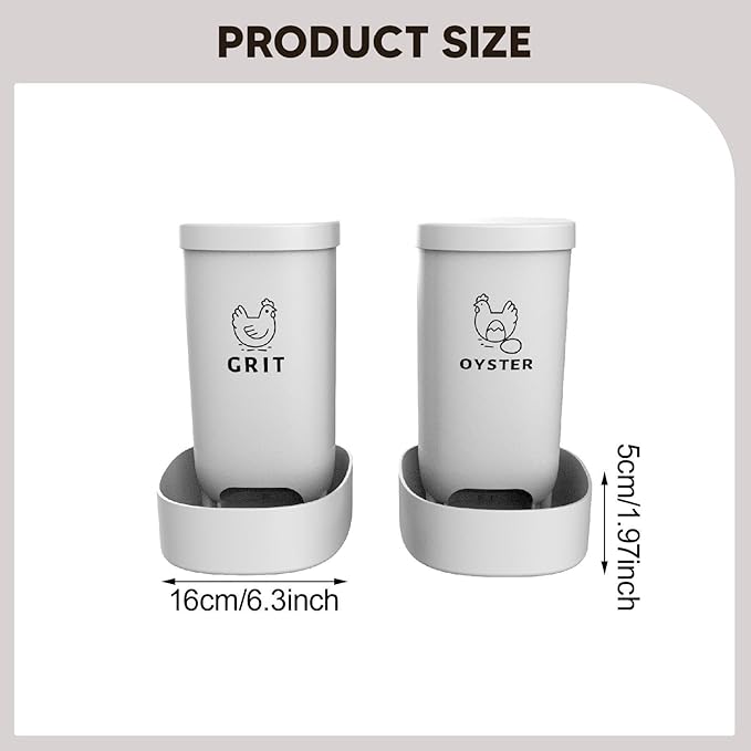 Chick Feeders 2 Pack with Grit & Shell Feeders, 16cm Base (6.3 inch) PP Material for Duck Quail Starter Kit